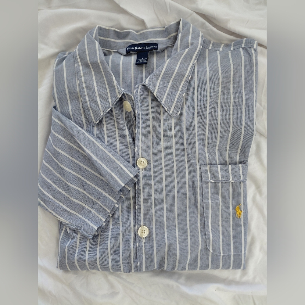 Polo By Ralph Lauren Blue Striped Pajama Top